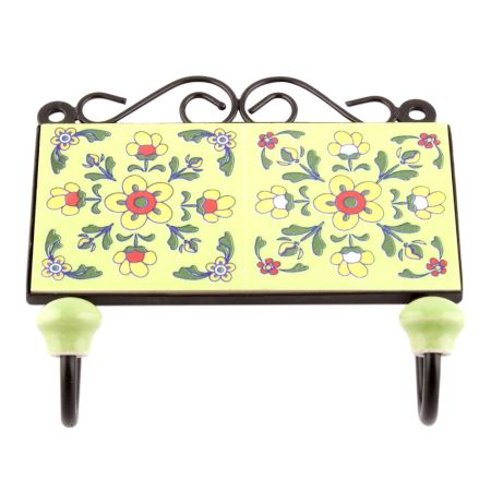 Yellow Tiny Flower Ceramic Tiles Hooks Online